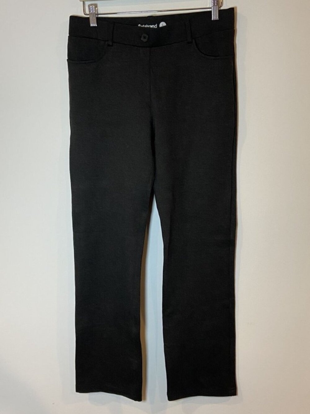 Betabrand 7 Pocket Dress Yoga Pants Straight Leg Charoal Dark Gray L Petite